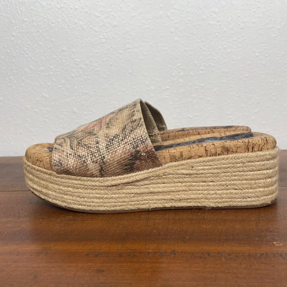 NEW Sam Edelman Women's Weslee Espadrilles Platform Sandals Cork Brown Sz 7.5